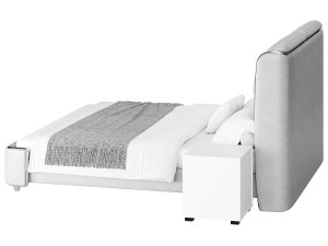 Elegant White Pine Wood Panel Bed 3D 모델