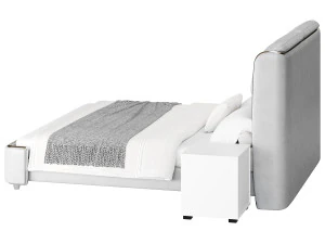 Elegant White Pine Wood Panel Bed 3D Model