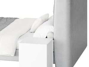 Elegant White Pine Wood Panel Bed 3D Model