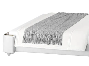 Elegant White Pine Wood Panel Bed 3D Model