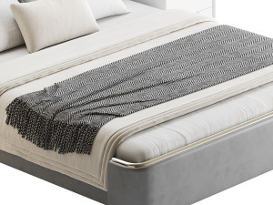Elegant White Pine Wood Panel Bed 3D 모델
