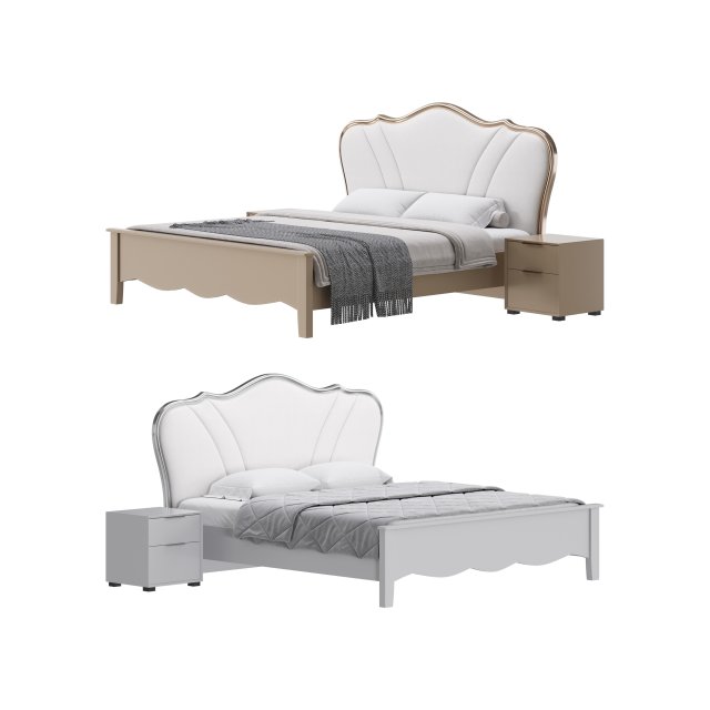 Faux Leather Upholstered Headboard Bed 3D Modell .c4d .max .obj .3ds .fbx .stl .blend 