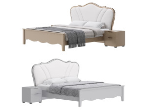 Faux Leather Upholstered Headboard Bed 3D Модель