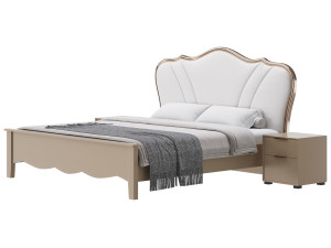 Faux Leather Upholstered Headboard Bed 3D Modell
