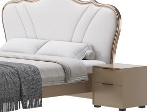 Faux Leather Upholstered Headboard Bed 3D Modell