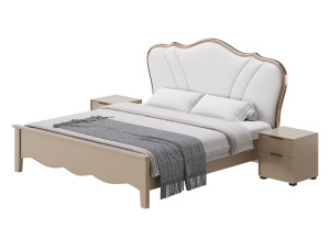 Faux Leather Upholstered Headboard Bed 3D Modell