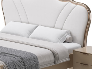 Faux Leather Upholstered Headboard Bed 3D Modell