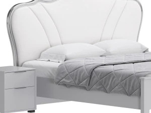 Faux Leather Upholstered Headboard Bed 3D Model