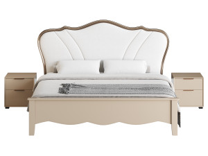 Faux Leather Upholstered Headboard Bed 3D Modell