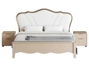 Faux Leather Upholstered Headboard Bed 3D Model