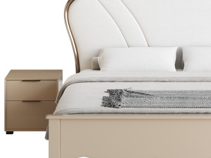 Faux Leather Upholstered Headboard Bed 3D Modell