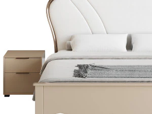 Faux Leather Upholstered Headboard Bed 3D Model