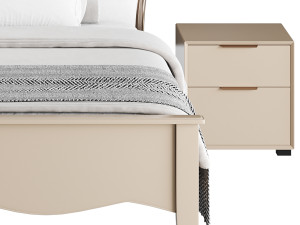 Faux Leather Upholstered Headboard Bed 3D Modell