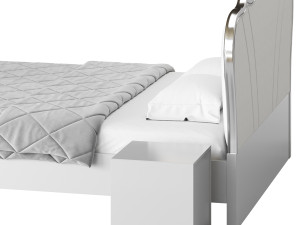Faux Leather Upholstered Headboard Bed 3D Modell