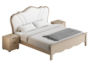 Faux Leather Upholstered Headboard Bed 3D Modell