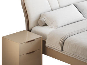 Faux Leather Upholstered Headboard Bed 3D Modell
