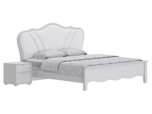 Faux Leather Upholstered Headboard Bed 3D Modell