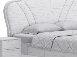 Faux Leather Upholstered Headboard Bed 3D Modell