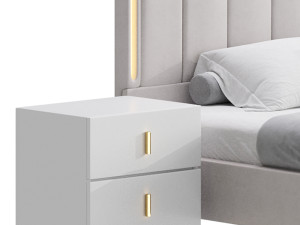 Glam Beige Upholstered Bed 3D Модель