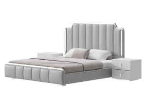 Glam Beige Upholstered Bed 3D Модель