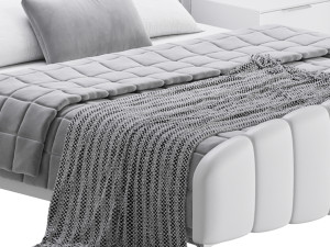 Glamorous Beige Upholstered Wingback Bed Modelo 3D