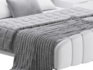 Glamorous Beige Upholstered Wingback Bed 3D Model