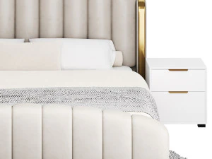 Glamorous Beige Upholstered Wingback Bed 3D Model