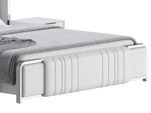 Glamorous White Upholstered Wingback Bed I Model 3D