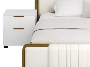 Glamorous White Upholstered Wingback Bed I 3D Model