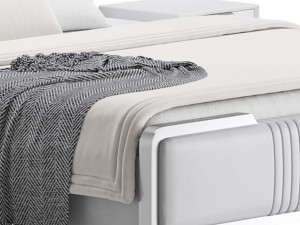 Glamorous White Wood Upholstered Bed I 3D Modell