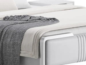 グラマラスホワイトウッド布張りベッド I 3Dモデル