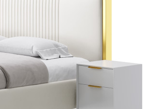 Glamorous White Wood Upholstered Bed I 3D Modell