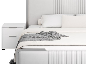 Glamorous White Wood Upholstered Bed I 3D Modell