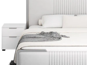 グラマラスホワイトウッド布張りベッド I 3Dモデル