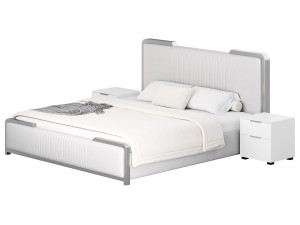 Glamorous White Wood Upholstered Bed I 3D Modell