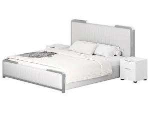 グラマラスホワイトウッド布張りベッド I 3Dモデル