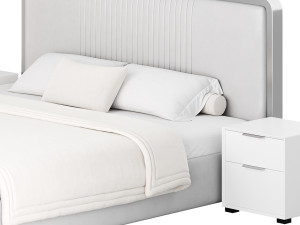 Glamorous White Wood Upholstered Bed I 3D Modell