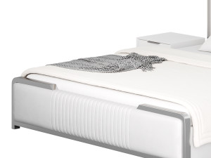 Glamorous White Wood Upholstered Bed I 3D Modell