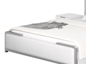 グラマラスホワイトウッド布張りベッド I 3Dモデル