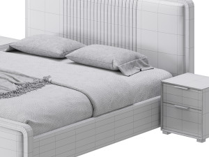 Glamorous White Wood Upholstered Bed I 3D Modell