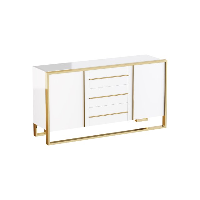 Glossy White Buffet Modelo 3D .c4d .max .obj .3ds .fbx .stl .blend 