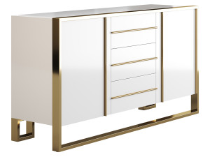 Glossy White Buffet Modelo 3D