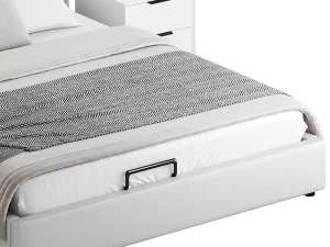 Gray Wingback Upholstered Headboard Bed 3D Model