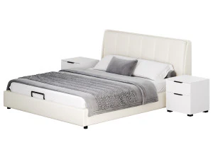 Gray Wingback Upholstered Headboard Bed 3D Model