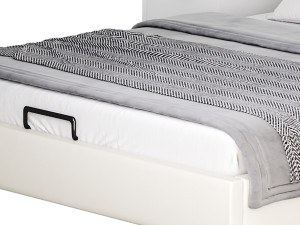 Gray Wingback Upholstered Headboard Bed 3D Model