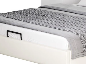 Gray Wingback Upholstered Headboard Bed 3D Model