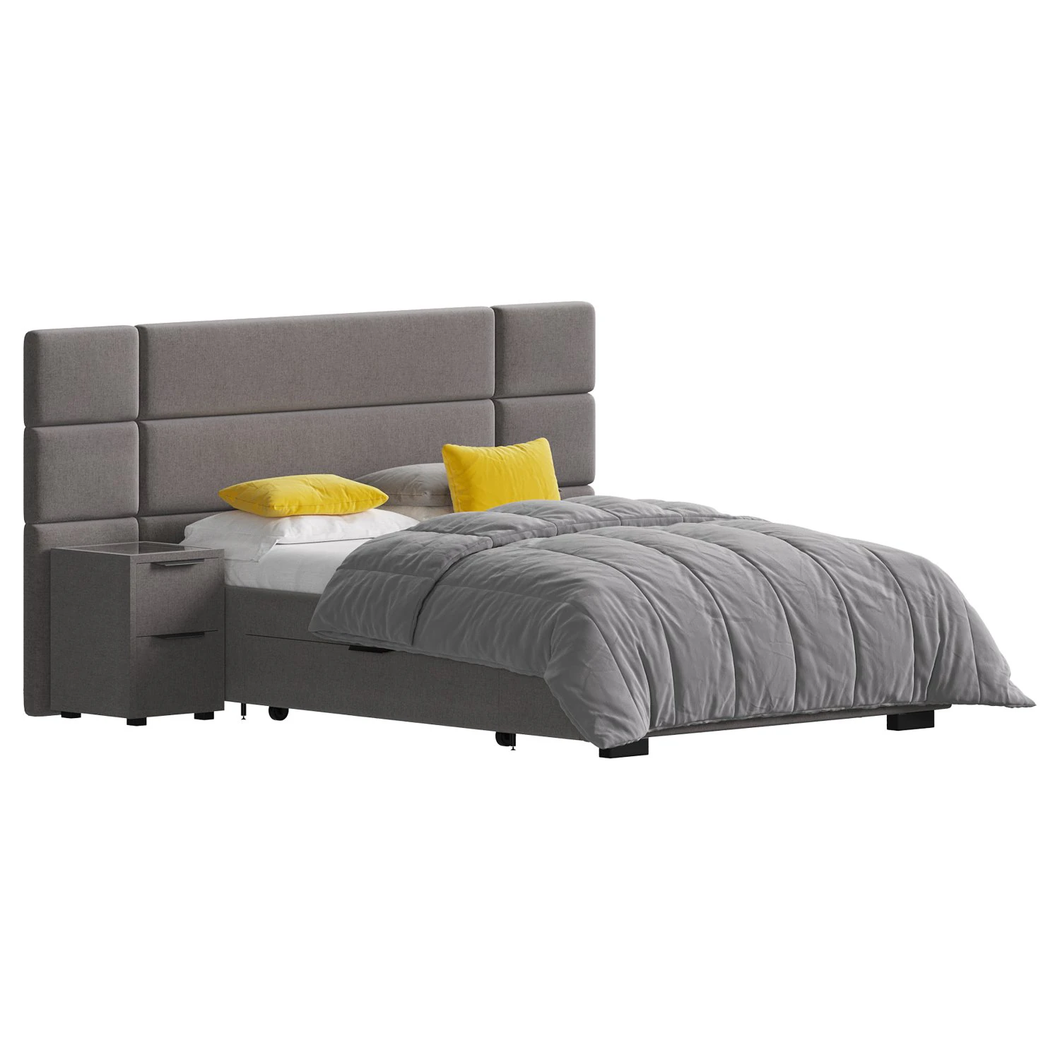Hart Upholstered Bed Frame 3D Model .c4d .max .obj .3ds .fbx .stl .blend 