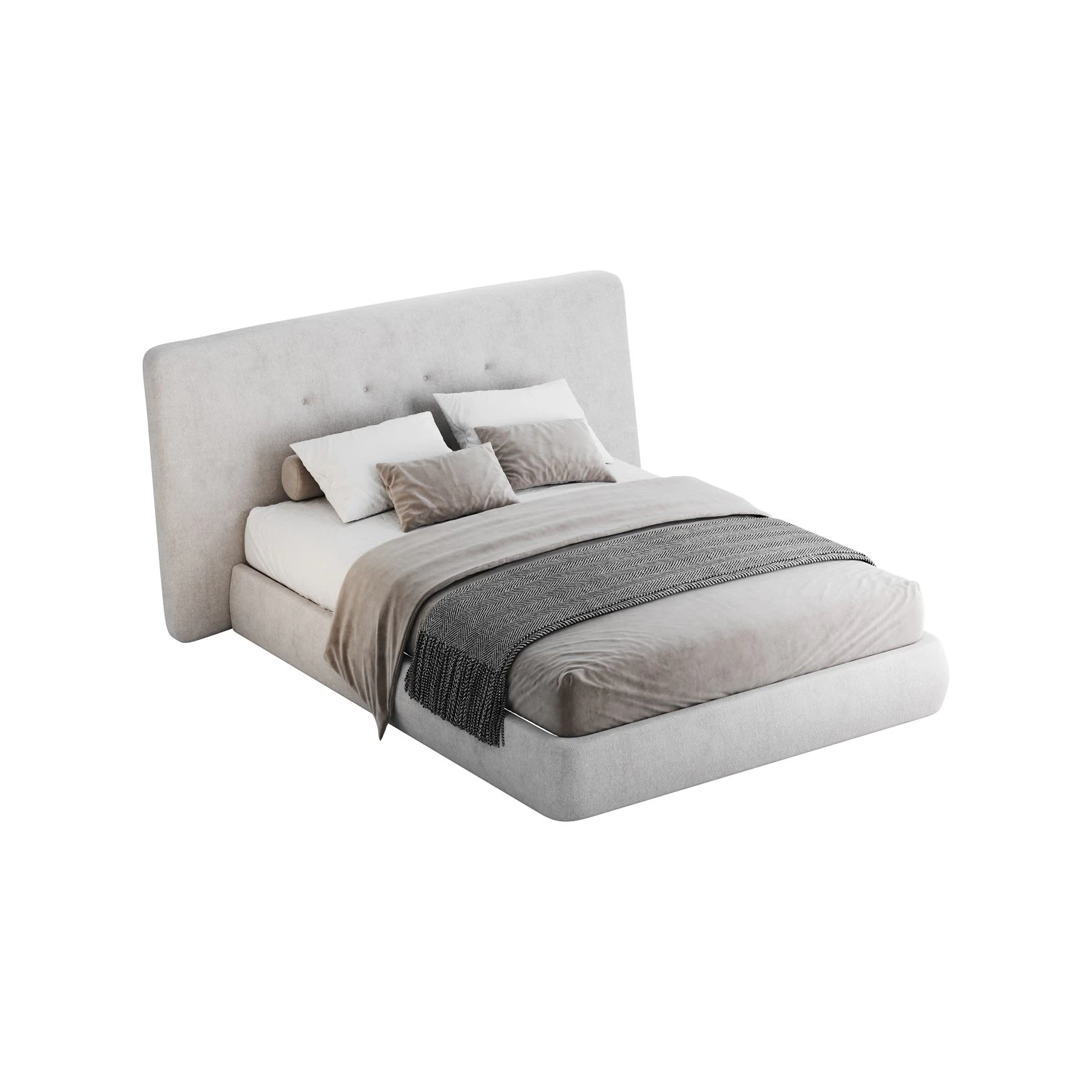 Hendricks Gri Kumaş yatak 3D Model .c4d .max .obj .3ds .fbx .stl .blend 