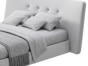 Hendricks Gray Fabric bed 3D 模型