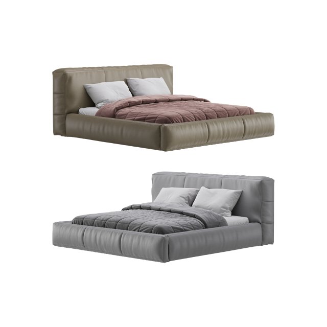 Icnoyotl suede fabric rectangular headboard modern bed I Model 3D .c4d .max .obj .3ds .fbx .stl .blend 
